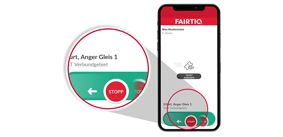 Handybildschirm mit FAIRTIQ-App
