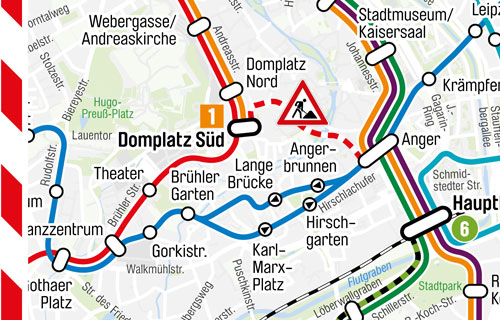 Kartenausschnitt EVAG-Liniennetzplan
