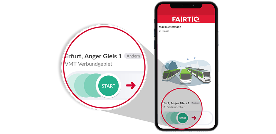 Handybildschirm mit FAIRTIQ-App